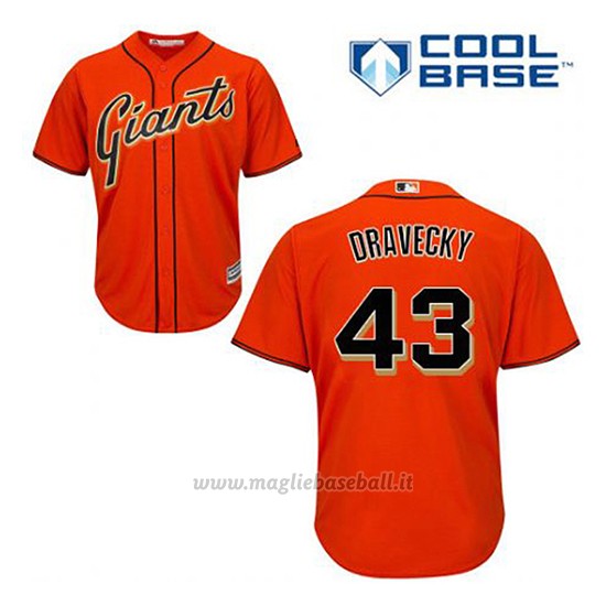 Maglia Baseball Uomo San Francisco Giants Dave Dravecky 43 Arancione Alterner Cool Base